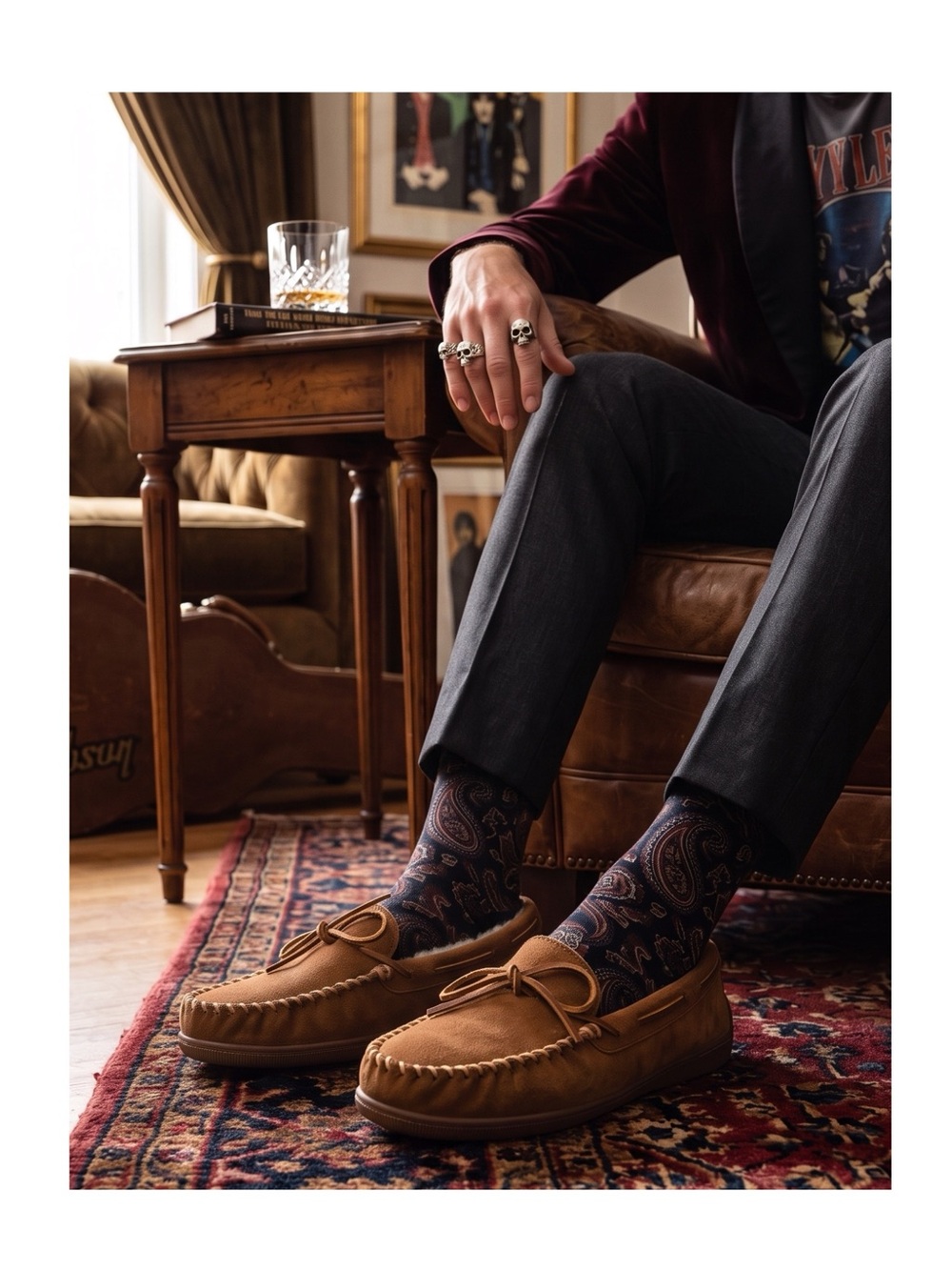 new Minnetonka ✦ Hardsole Suede Fur Lined Mocassin Slip On Loafer ✦ Brown 12
